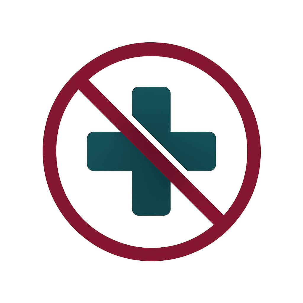 Icône de prévention des blessures, avec une croix barrée dans un cercle rouge