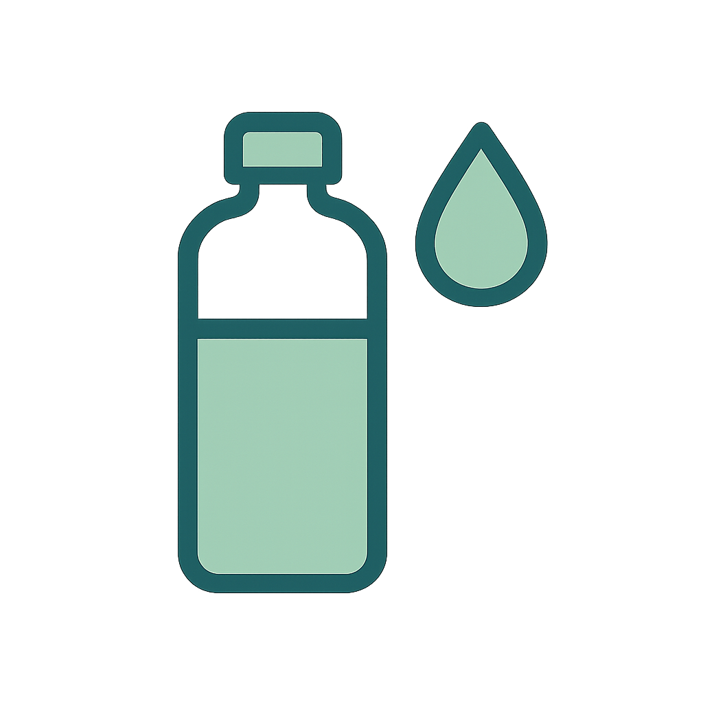  Icône bouteille d’eau et goutte, symbolisant l’importance de s’hydrater après le sport.