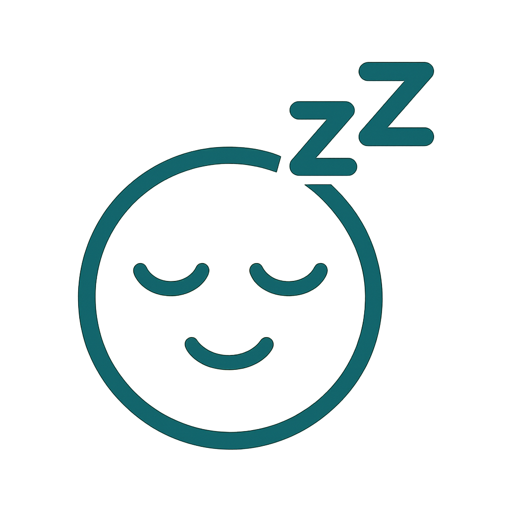 Icône visage endormi avec Z flottants, illustrant un meilleur sommeil réparateur
