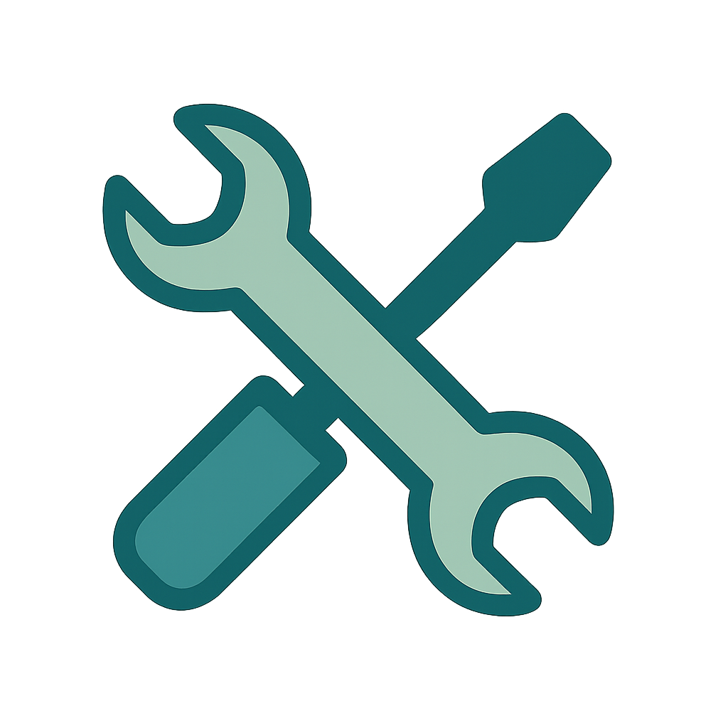 Icône outils croisés en vert, représentant les produits favoris pour la récupération.