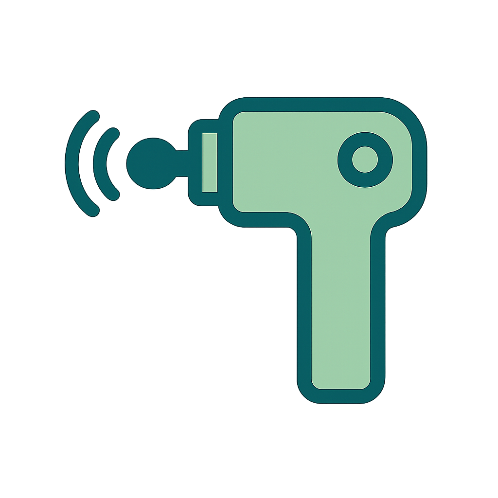 Icône pistolet de massage vert, illustrant un accessoire de récupération musculaire.