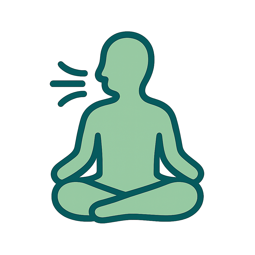 Silhouette assise qui respire, représentant la relaxation active et la méditation.