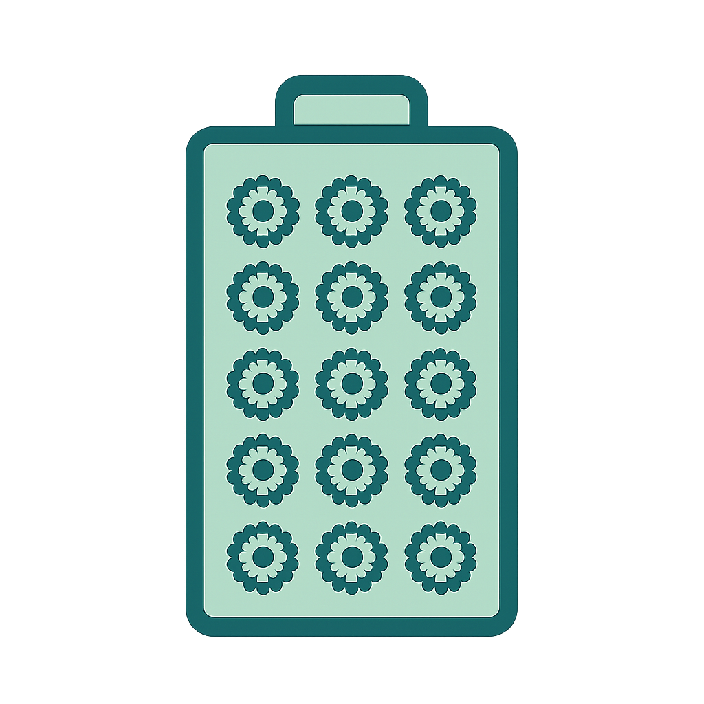 Icône de tapis d’acupression vert avec picots en forme de fleurs.