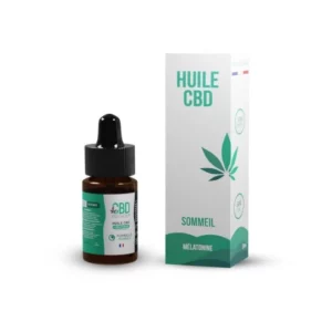 Flacon d’huile CBD 20% avec mélatonine pour améliorer le sommeil et favoriser la récupération naturellement – RecupZen